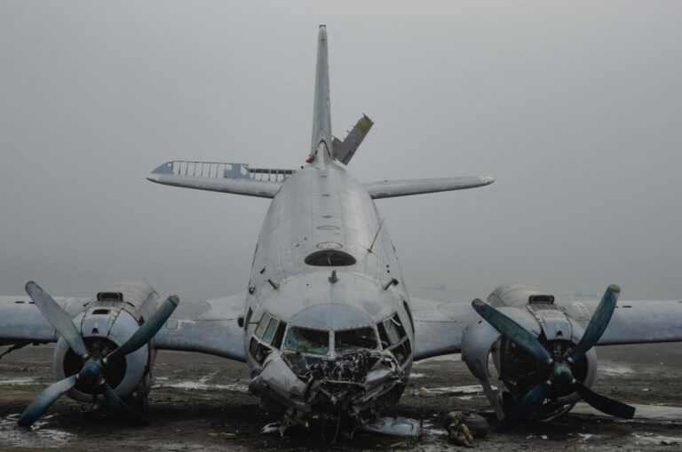 Airplane crash and debris